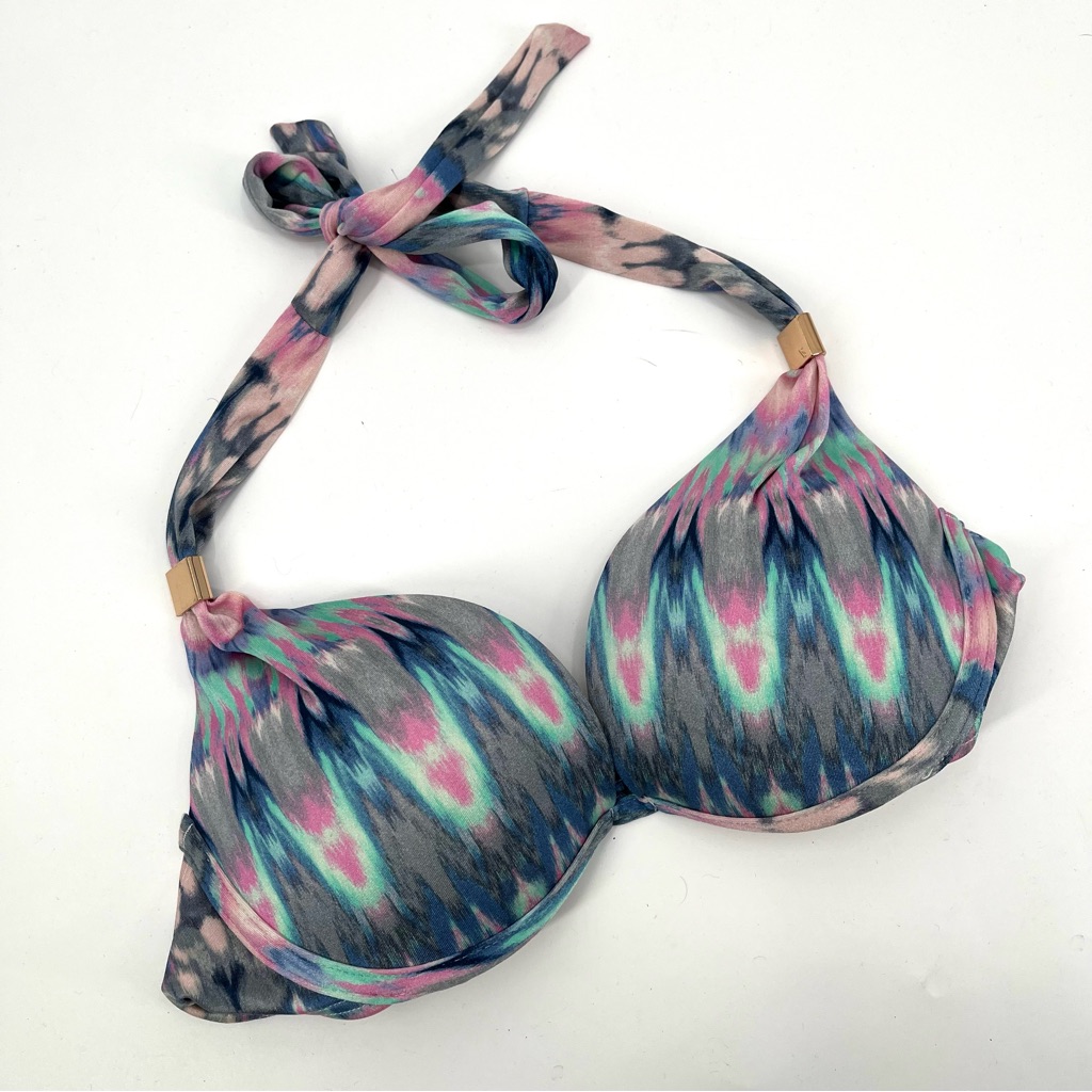 Victoria's Secret Bikini Swim Top Halter Underwire Push Up 34b Multicolor Swim